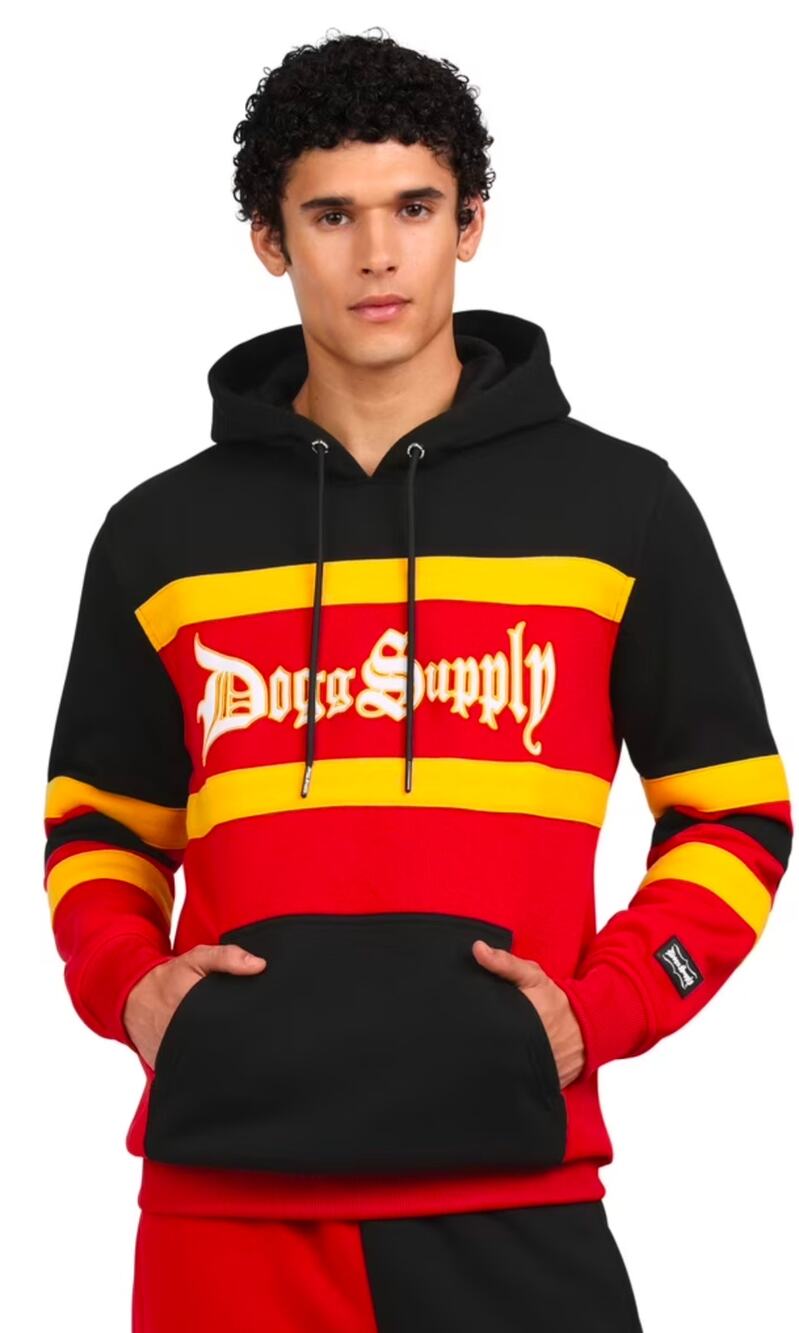 Dogg Supply Red & Yellow Color Block Hoodie